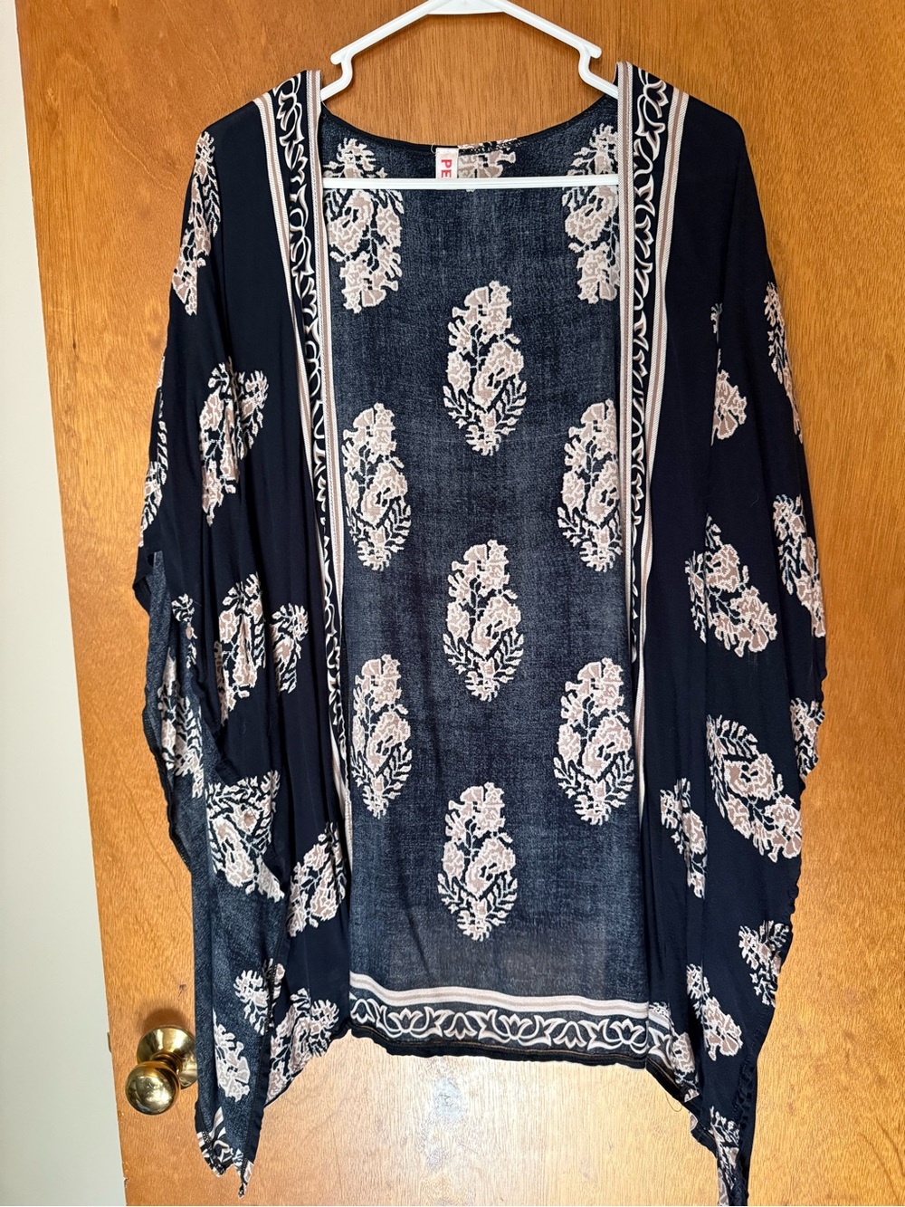 Navy Floral Open-Front Kimono Tunic